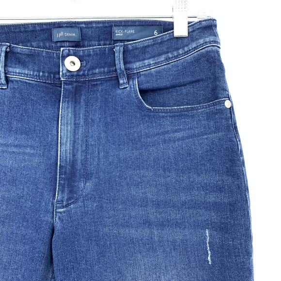 J.Jill Kick Flare Ankle Jeans Womens Size 6 Distressed Medium Wash Denim - Picture 4 of 8